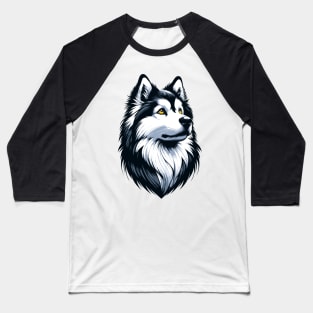 Stunning and Cool American Eskimo Dog Monochrome and Gold Portrait for Father's Day Baseball T-Shirt